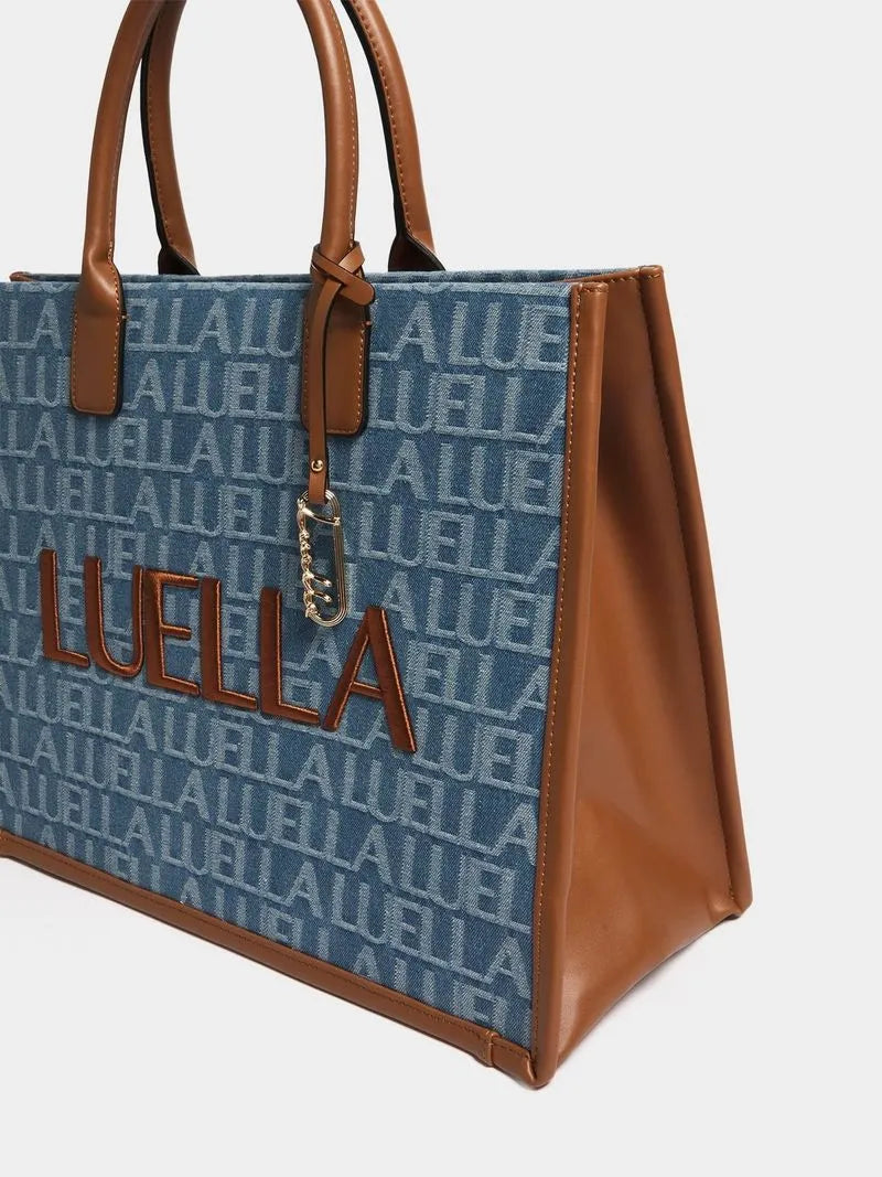 Luella Gold Logo Large Denim Tote