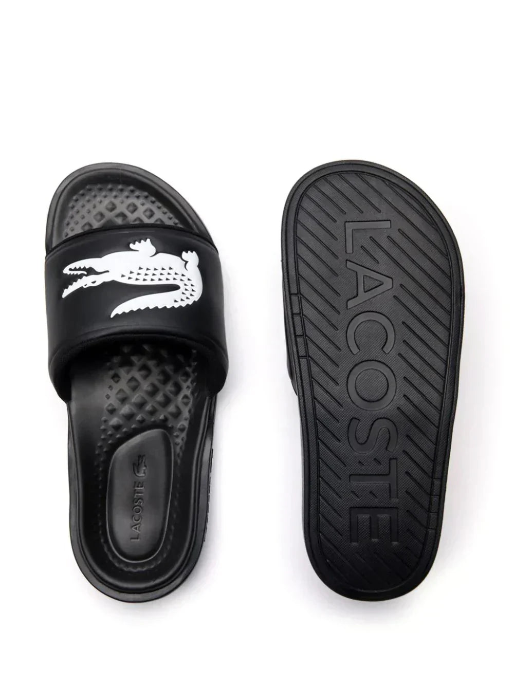 Lacoste Croco Dualiste logo strap slides