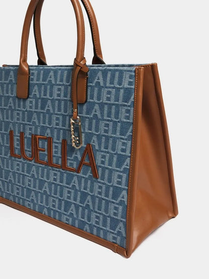 Luella Gold Logo Large Denim Tote