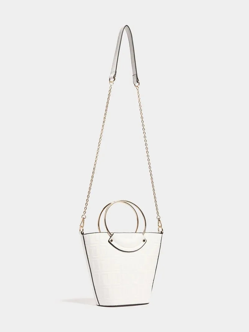 Luella Metal Handle Bucket Bag