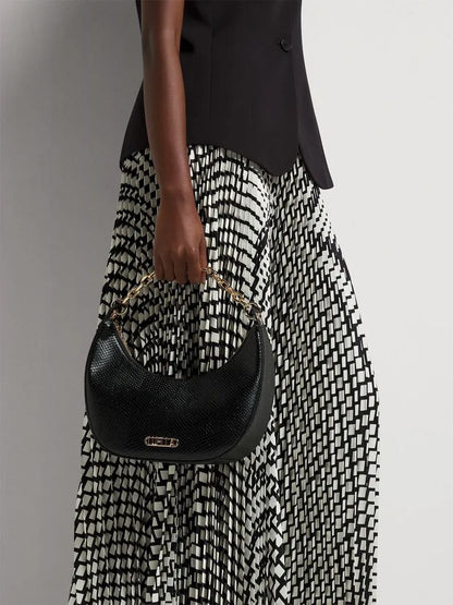 Luella Chain Detail Lizard Texture Hobo Bag